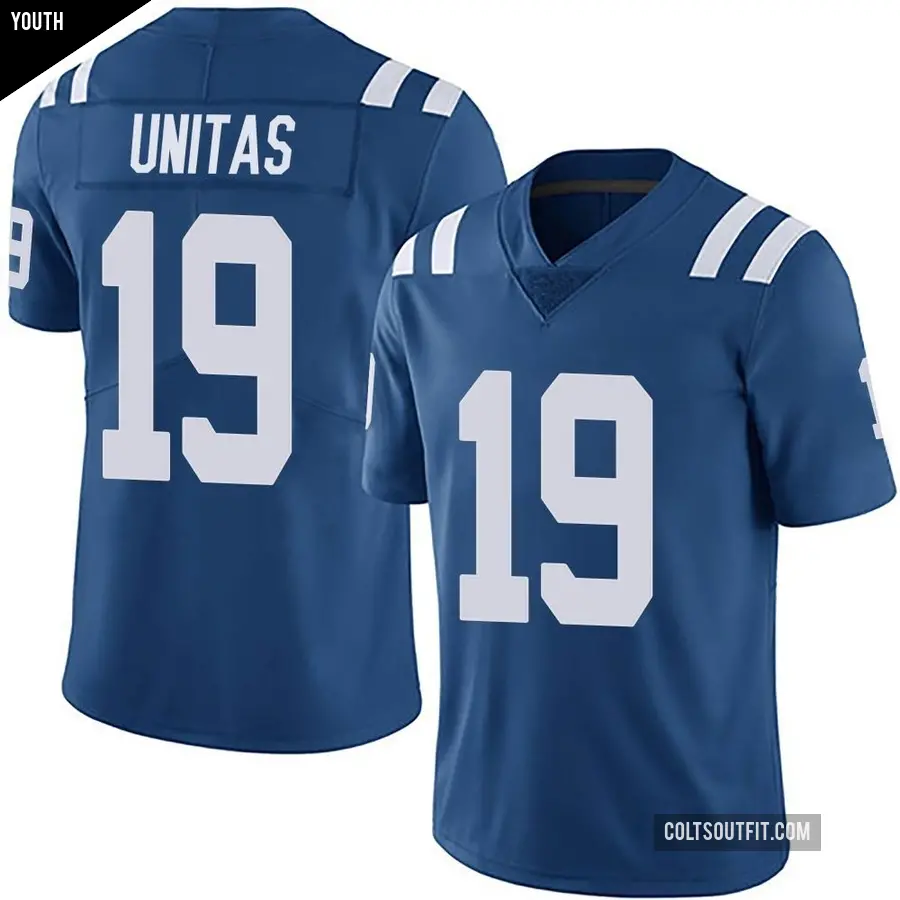 Youth Indianapolis Colts ＃19 Johnny Unitas Royal Limited Team Color Vapor Untouchable Jersey
