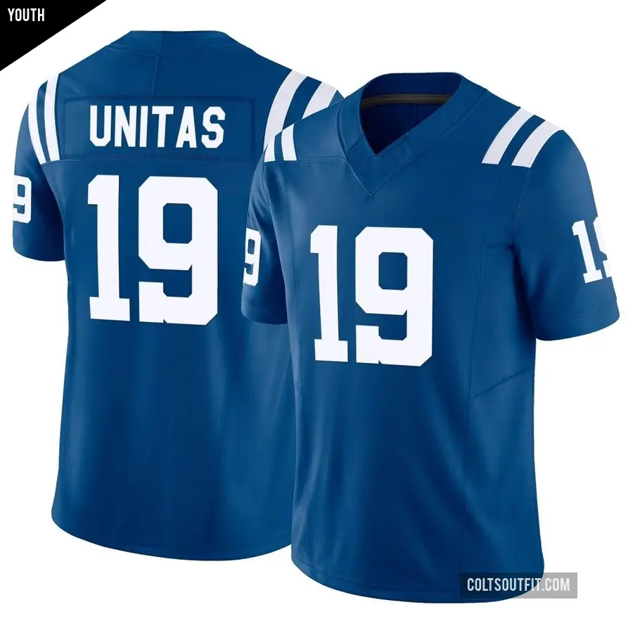 Youth Indianapolis Colts ＃19 Johnny Unitas Royal Limited Vapor F.U.S.E. Jersey