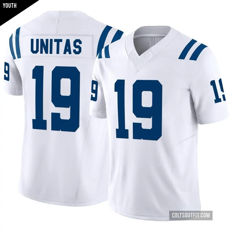 Youth Indianapolis Colts ＃19 Johnny Unitas White Limited Vapor F.U.S.E. Jersey