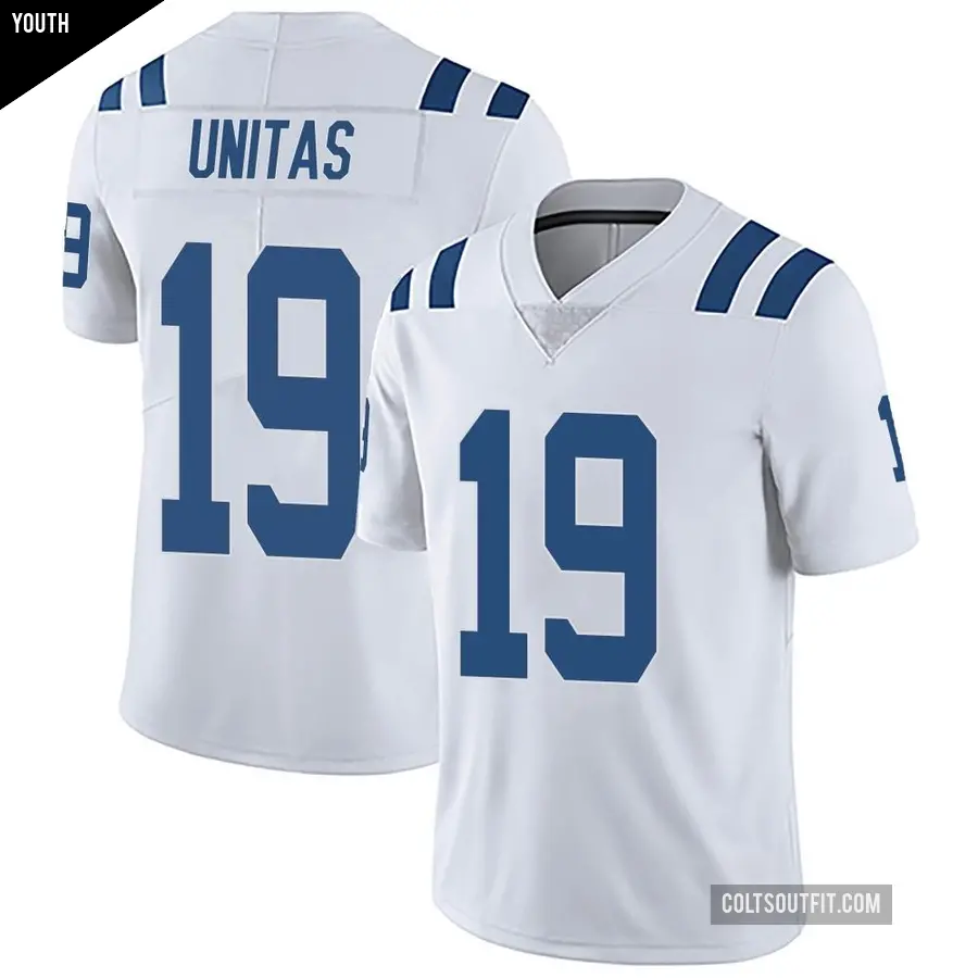 Youth Indianapolis Colts ＃19 Johnny Unitas White Limited Vapor Untouchable Jersey