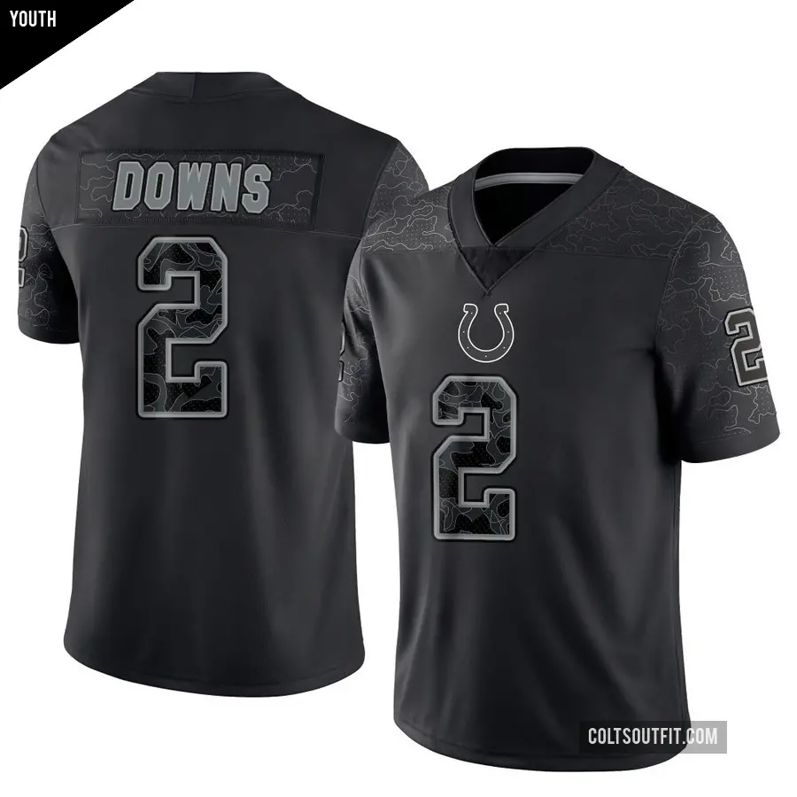 Youth Indianapolis Colts ＃2 Josh Downs Black Limited Reflective Jersey