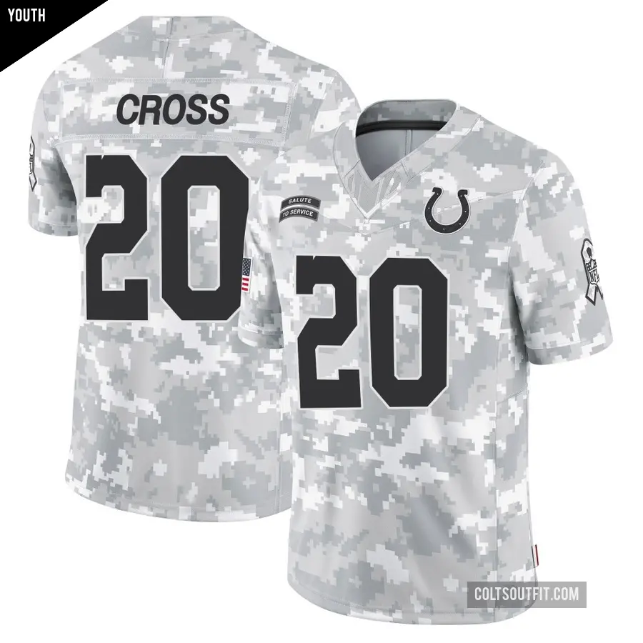 Youth Indianapolis Colts ＃20 Nick Cross Arctic Camo Limited 2024 Salute to Service Jersey