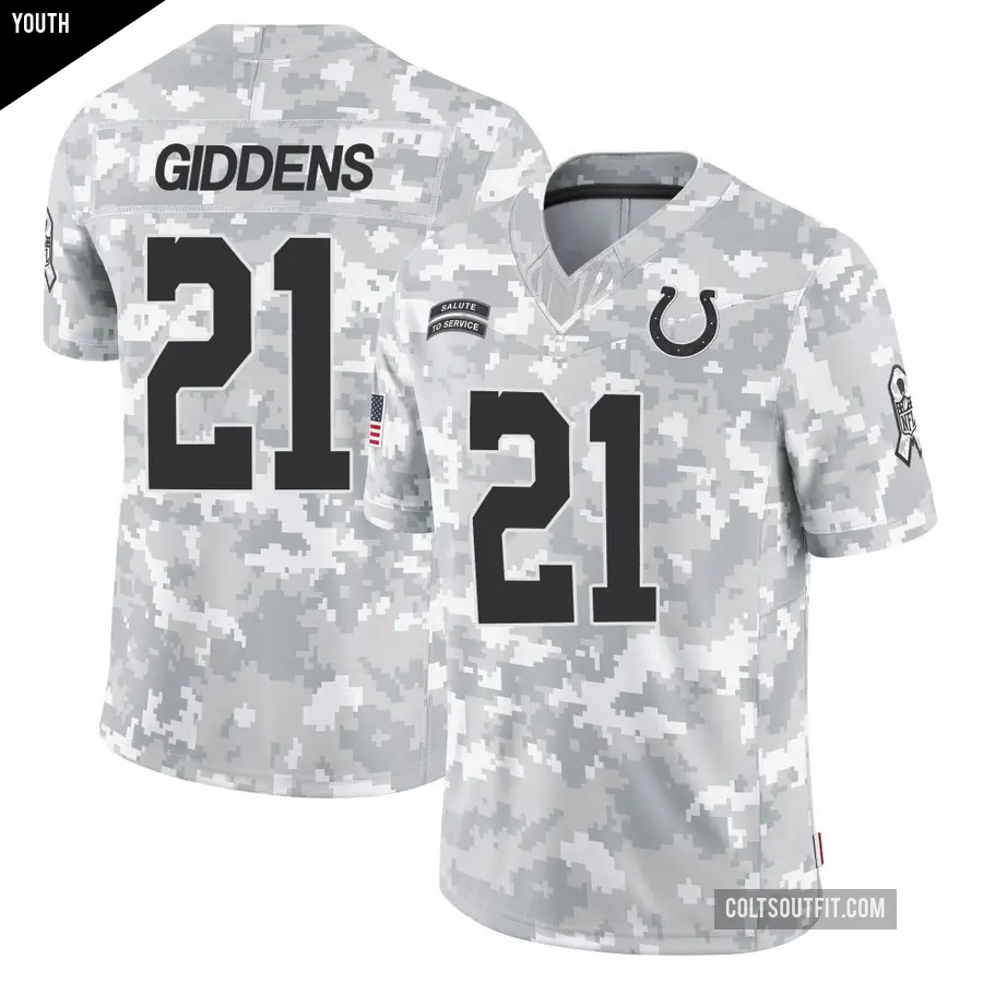 Youth Indianapolis Colts ＃21 DJ Giddens Arctic Camo Limited 2024 Salute to Service Jersey