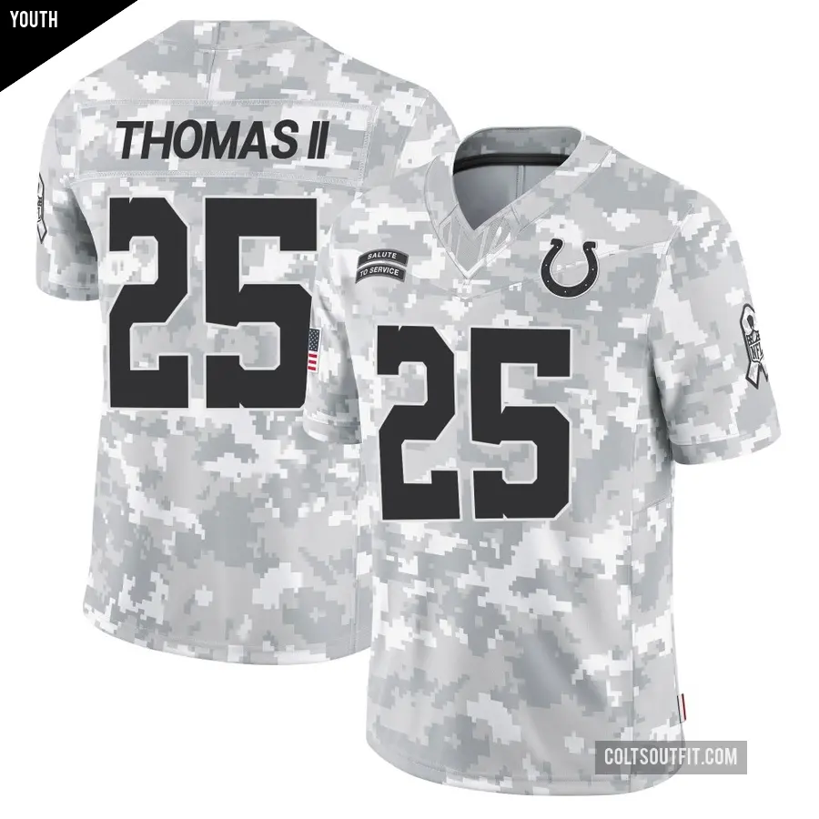 Youth Indianapolis Colts ＃25 Rodney Thomas II Arctic Camo Limited 2024 Salute to Service Jersey