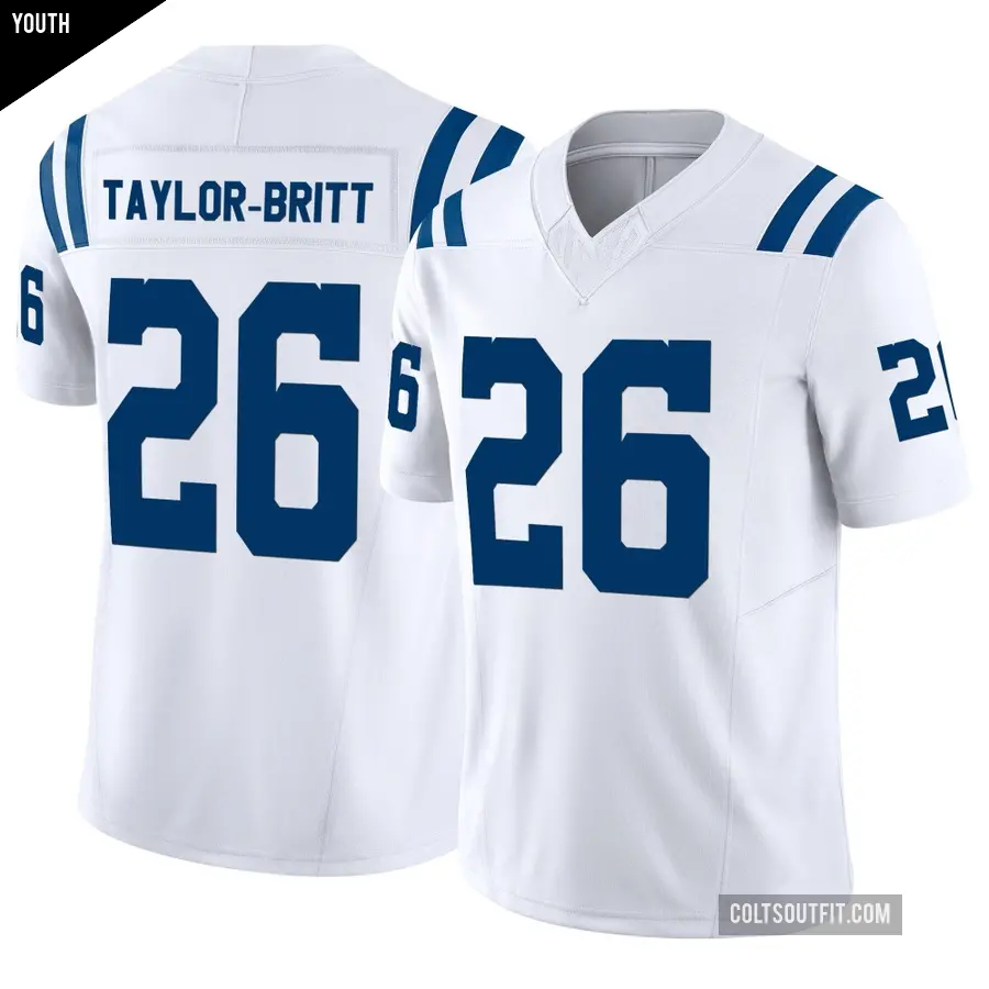 Youth Indianapolis Colts ＃26 Cam Taylor-Britt White Limited Vapor F.U.S.E. Jersey