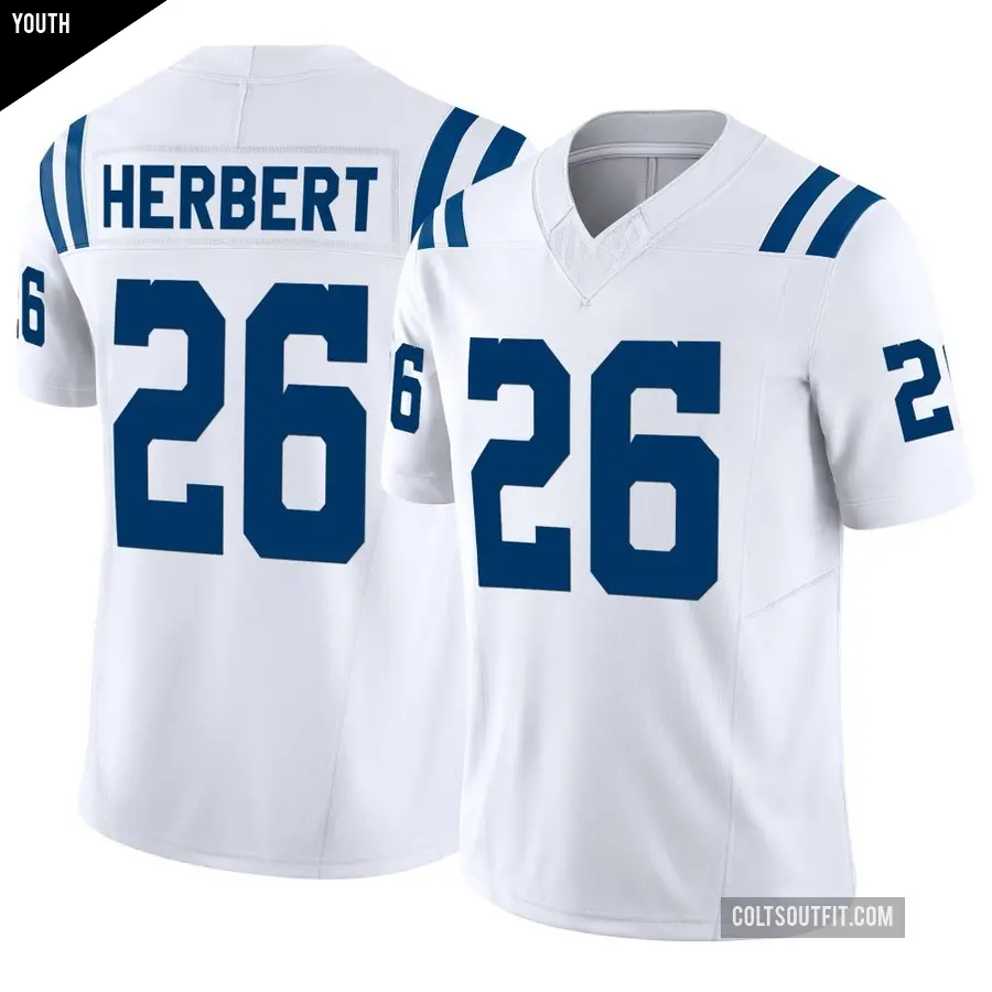 Youth Indianapolis Colts ＃26 Khalil Herbert White Limited Vapor F.U.S.E. Jersey