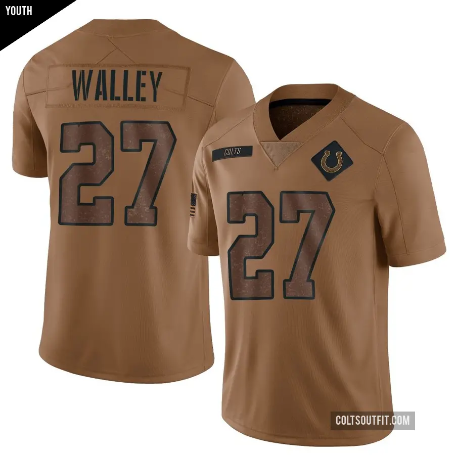 Youth Indianapolis Colts ＃27 Justin Walley Brown Limited 2023 Salute To Service Jersey