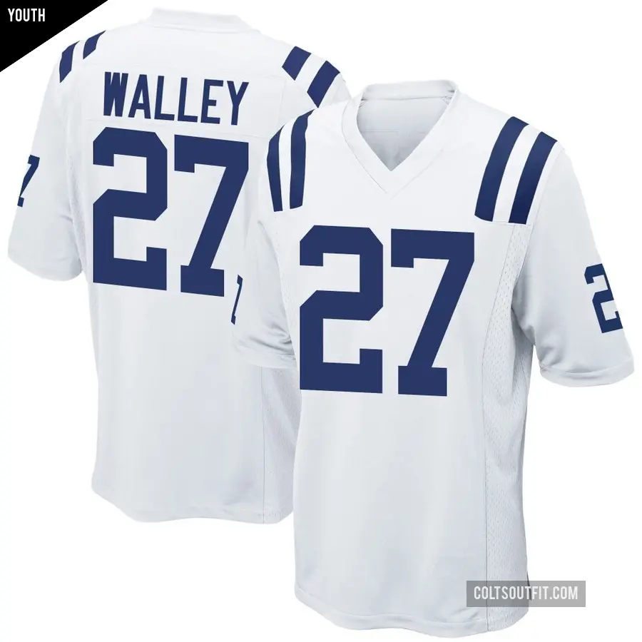 Youth Indianapolis Colts ＃27 Justin Walley White Game Jersey