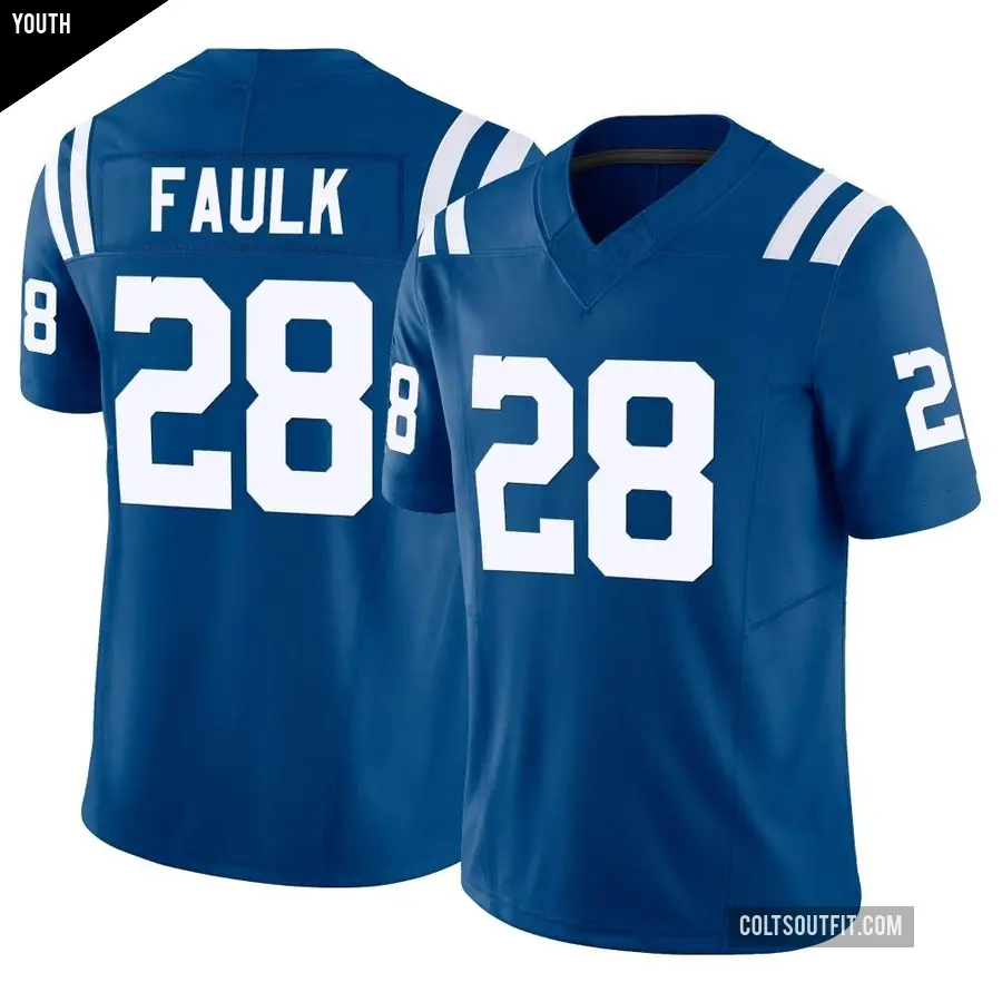 Youth Indianapolis Colts ＃28 Marshall Faulk Royal Limited Vapor F.U.S.E. Jersey