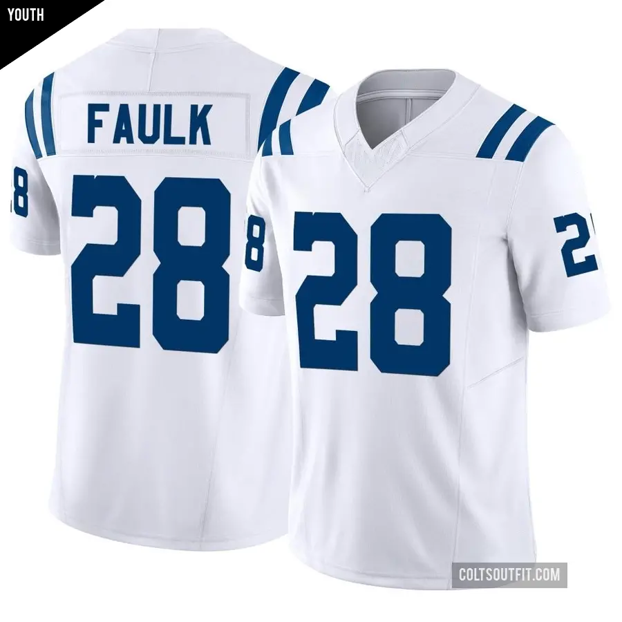 Youth Indianapolis Colts ＃28 Marshall Faulk White Limited Vapor F.U.S.E. Jersey