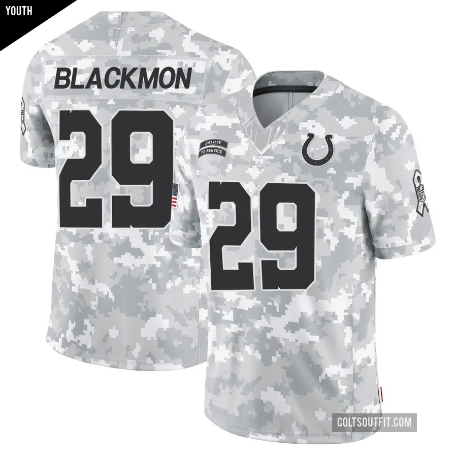 Youth Indianapolis Colts ＃29 Mekhi Blackmon Arctic Camo Limited 2024 Salute to Service Jersey