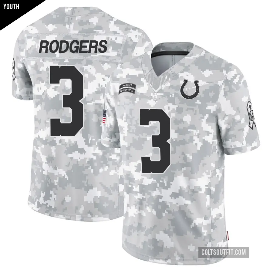 Youth Indianapolis Colts ＃3 Amari Rodgers Arctic Camo Limited 2024 Salute to Service Jersey