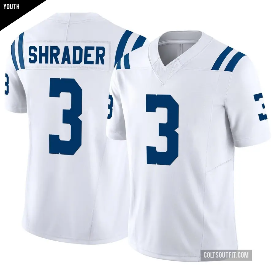 Youth Indianapolis Colts ＃3 Spencer Shrader White Limited Vapor F.U.S.E. Jersey