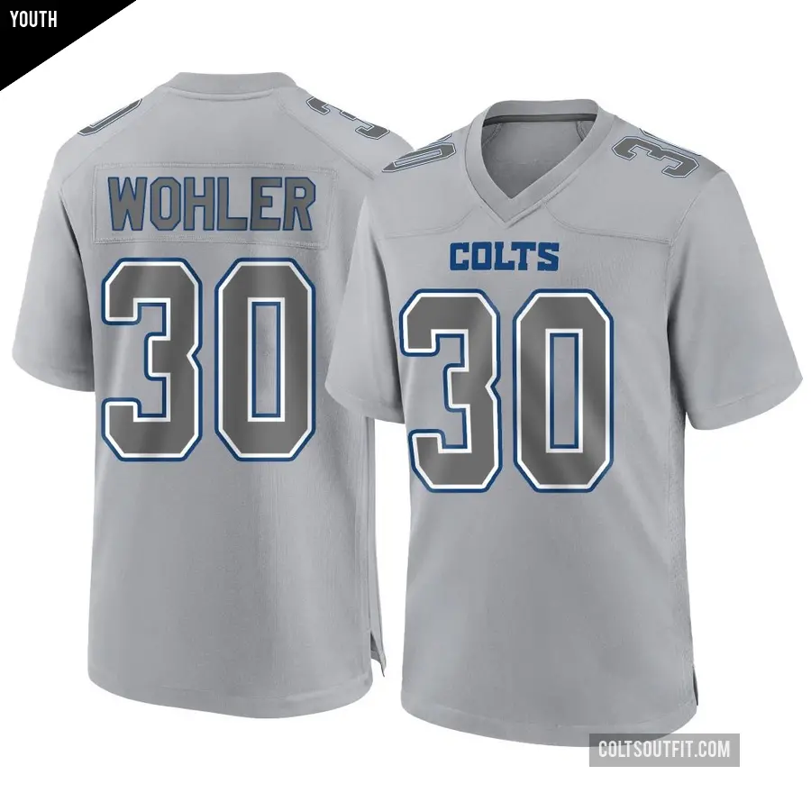 Youth Indianapolis Colts ＃30 Hunter Wohler Gray Game Atmosphere Fashion Jersey