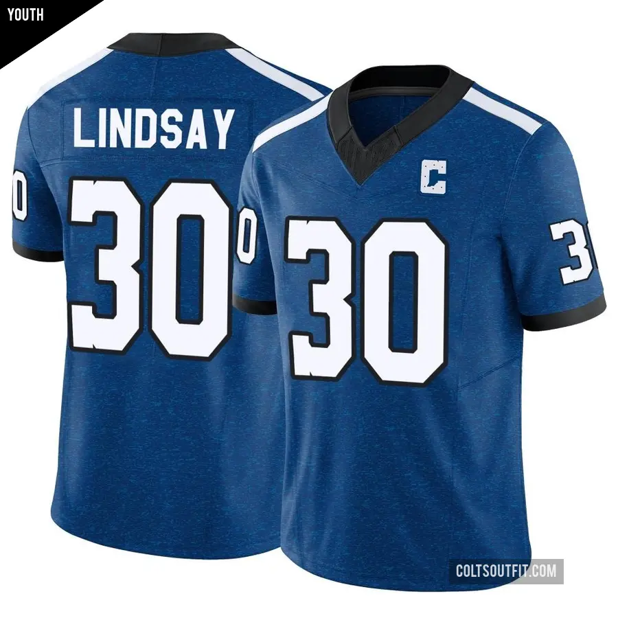 Youth Indianapolis Colts ＃30 Phillip Lindsay Royal Limited Indiana Nights Alternate Vapor F.U.S.E. Jersey