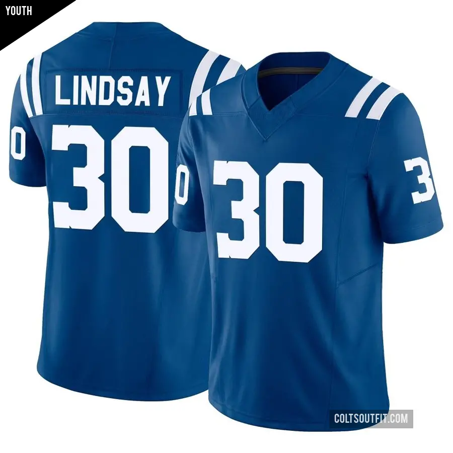 Youth Indianapolis Colts ＃30 Phillip Lindsay Royal Limited Vapor F.U.S.E. Jersey