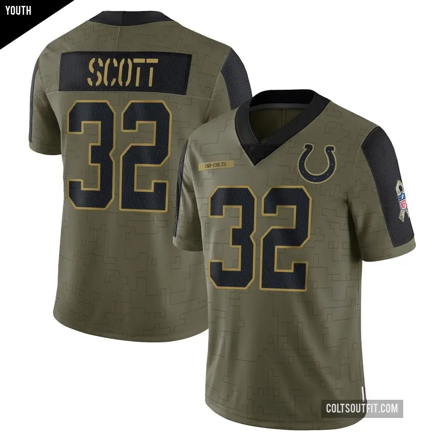 Youth Indianapolis Colts ＃32 Daniel Scott Olive Limited 2021 Salute To Service Jersey