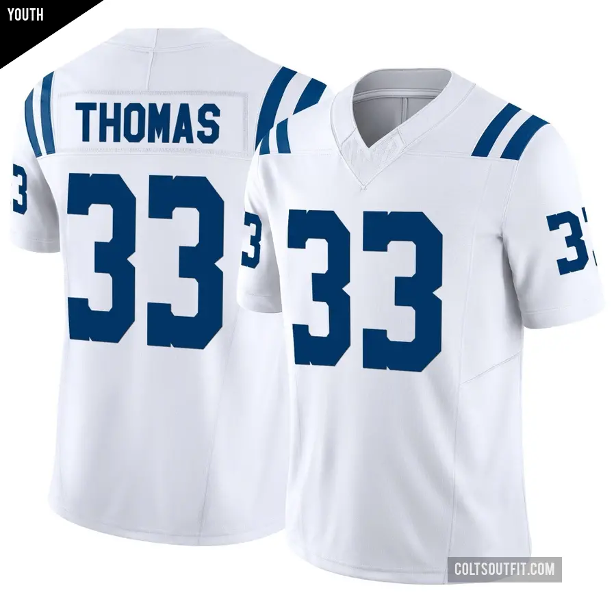 Youth Indianapolis Colts ＃33 Juanyeh Thomas White Limited Vapor F.U.S.E. Jersey