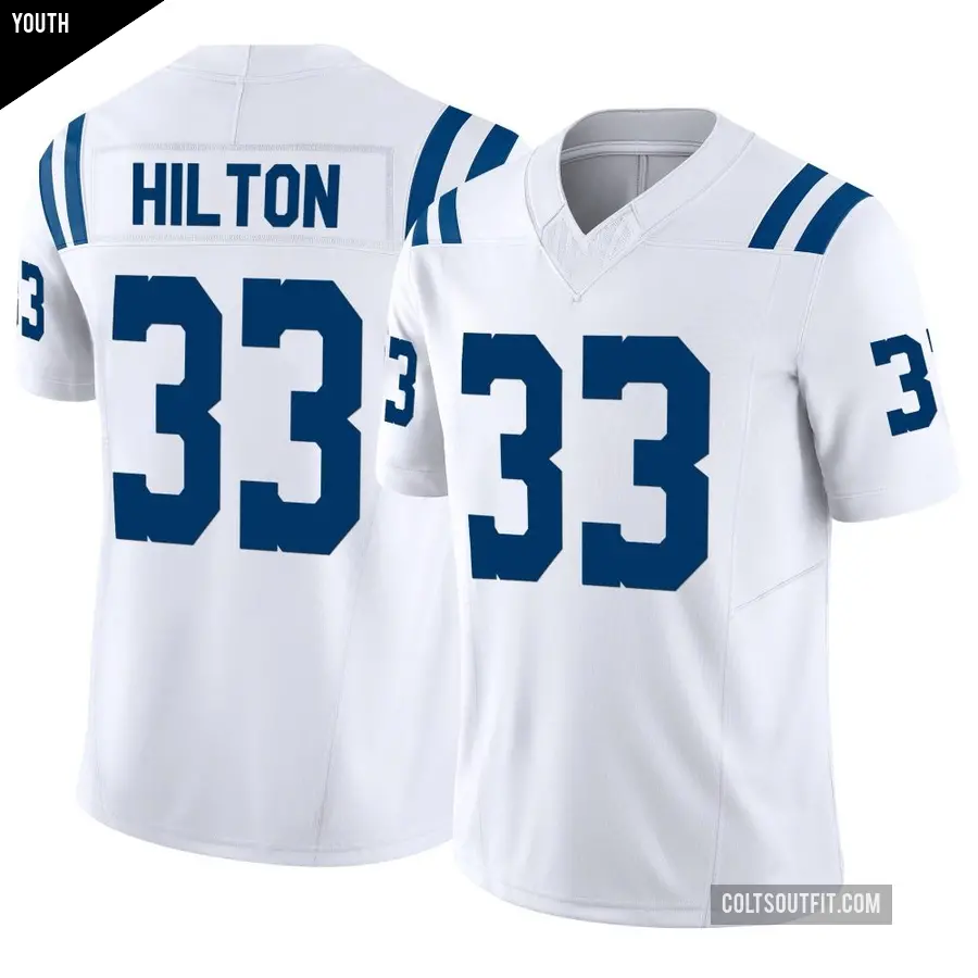 Youth Indianapolis Colts ＃33 Mike Hilton White Limited Vapor F.U.S.E. Jersey