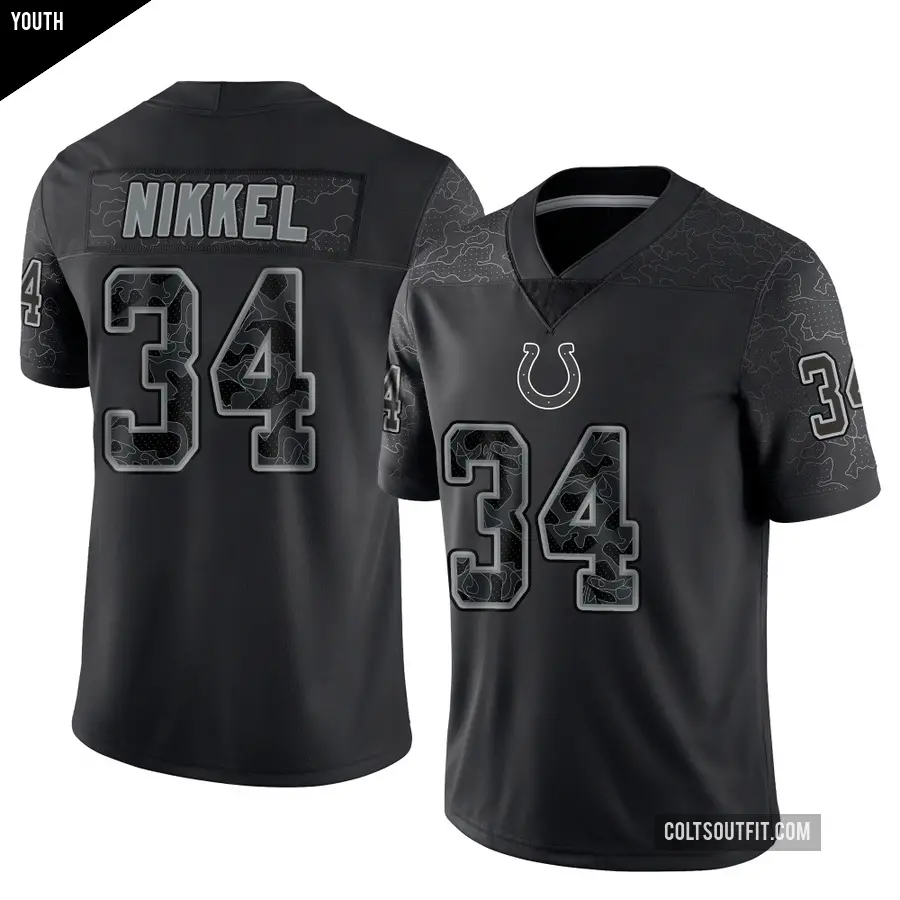 Youth Indianapolis Colts ＃34 Ben Nikkel Black Limited Reflective Jersey