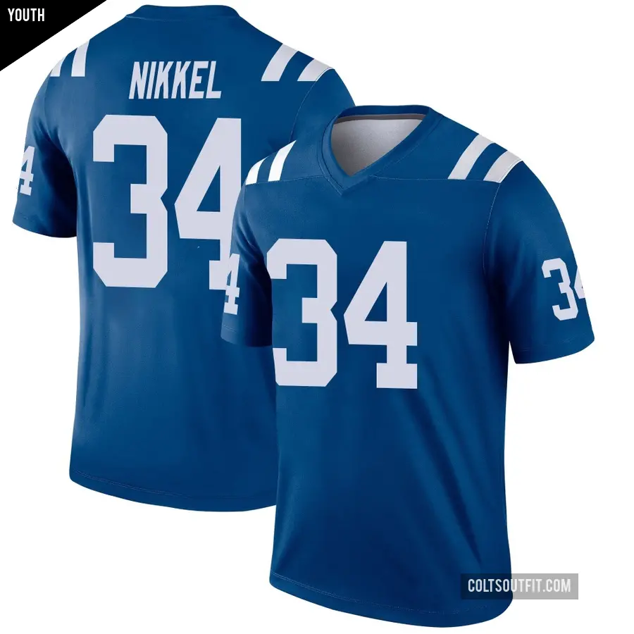 Youth Indianapolis Colts ＃34 Ben Nikkel Royal Legend Jersey