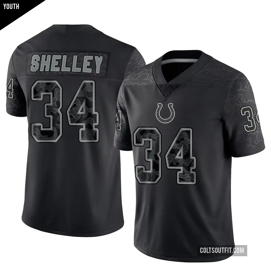 Youth Indianapolis Colts ＃34 Duke Shelley Black Limited Reflective Jersey