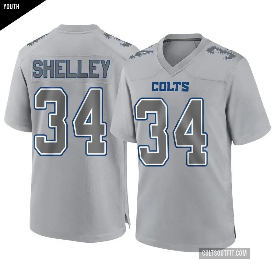 Youth Indianapolis Colts ＃34 Duke Shelley Gray Game Atmosphere Fashion Jersey