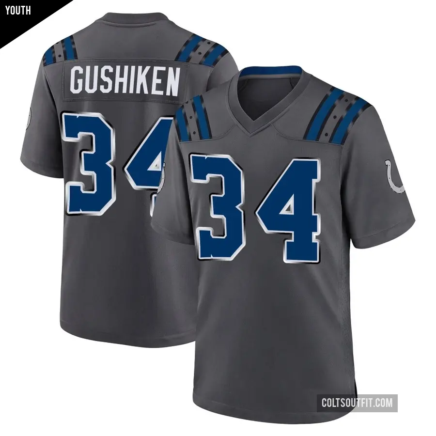 Youth Indianapolis Colts ＃34 Kapena Gushiken Anthracite Game 2026 Rivalries Collection Jersey