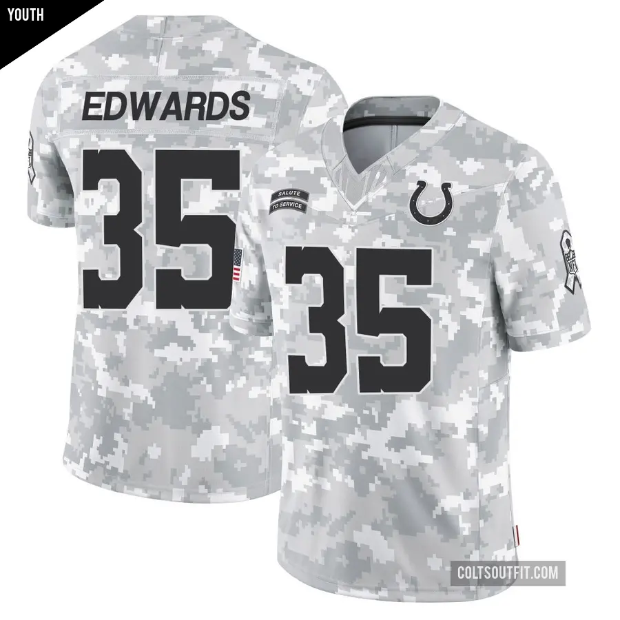 Youth Indianapolis Colts ＃35 Johnathan Edwards Arctic Camo Limited 2024 Salute to Service Jersey