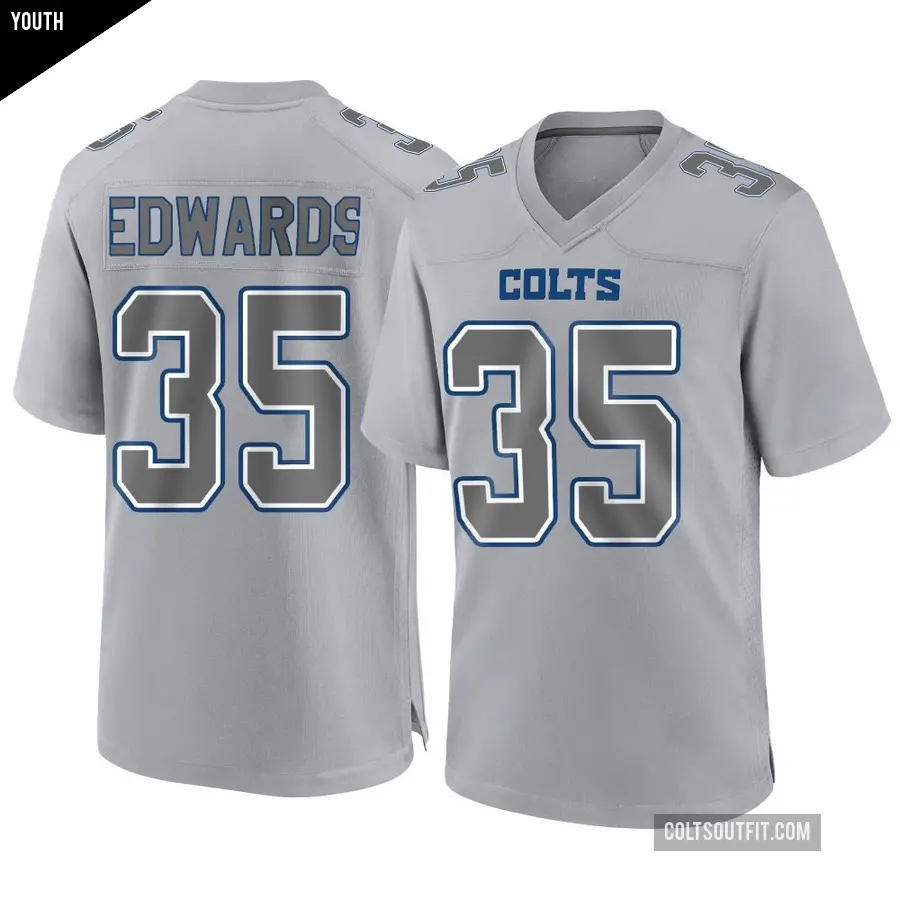 Youth Indianapolis Colts ＃35 Johnathan Edwards Gray Game Atmosphere Fashion Jersey