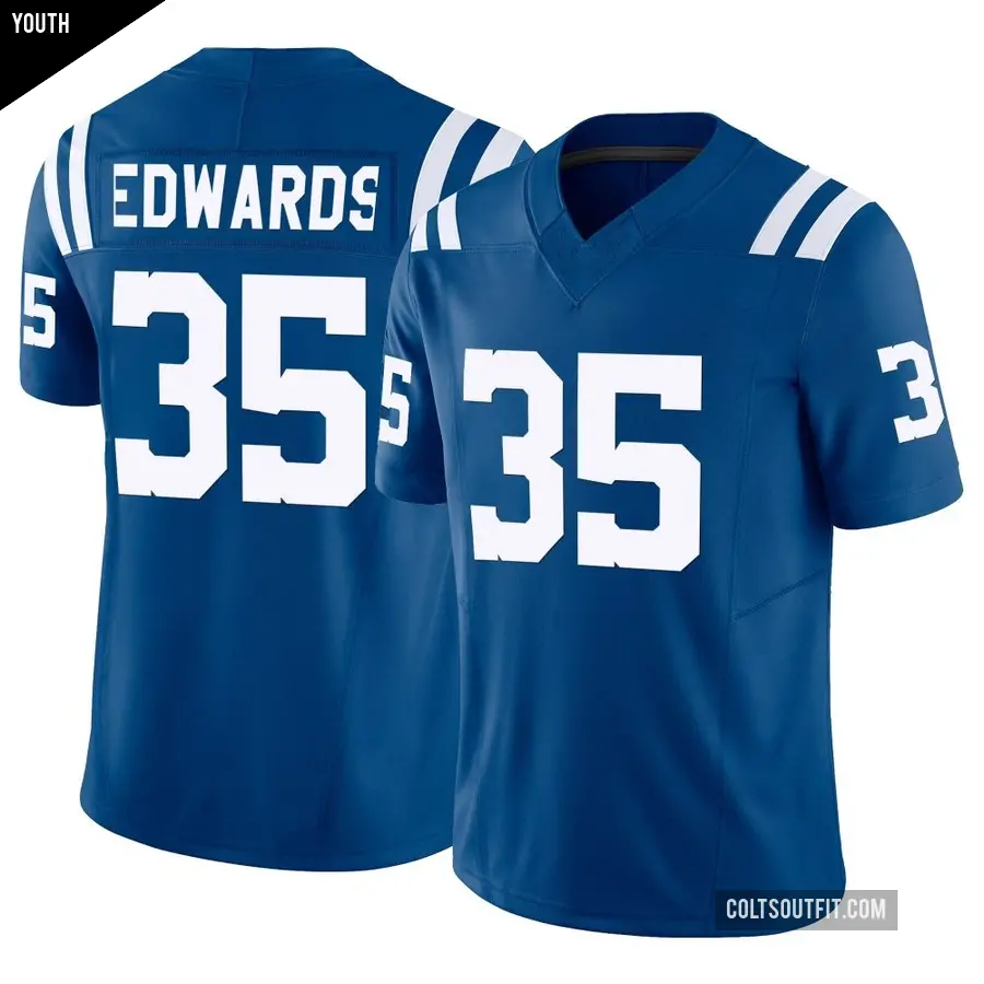 Youth Indianapolis Colts ＃35 Johnathan Edwards Royal Limited Vapor F.U.S.E. Jersey
