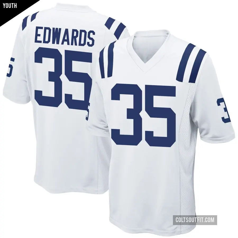 Youth Indianapolis Colts ＃35 Johnathan Edwards White Game Jersey