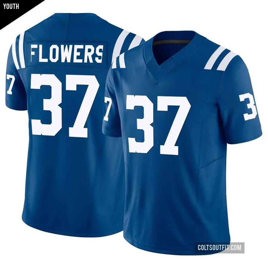 Youth Indianapolis Colts ＃37 Tre Flowers Royal Limited Vapor F.U.S.E. Jersey