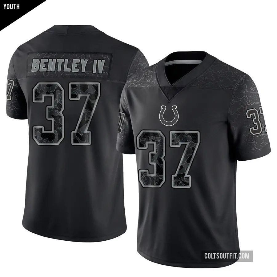 Youth Indianapolis Colts ＃37 Ulysses Bentley IV Black Limited Reflective Jersey