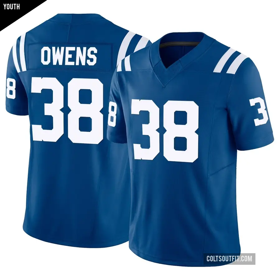 Youth Indianapolis Colts ＃38 Jonathan Owens Royal Limited Vapor F.U.S.E. Jersey
