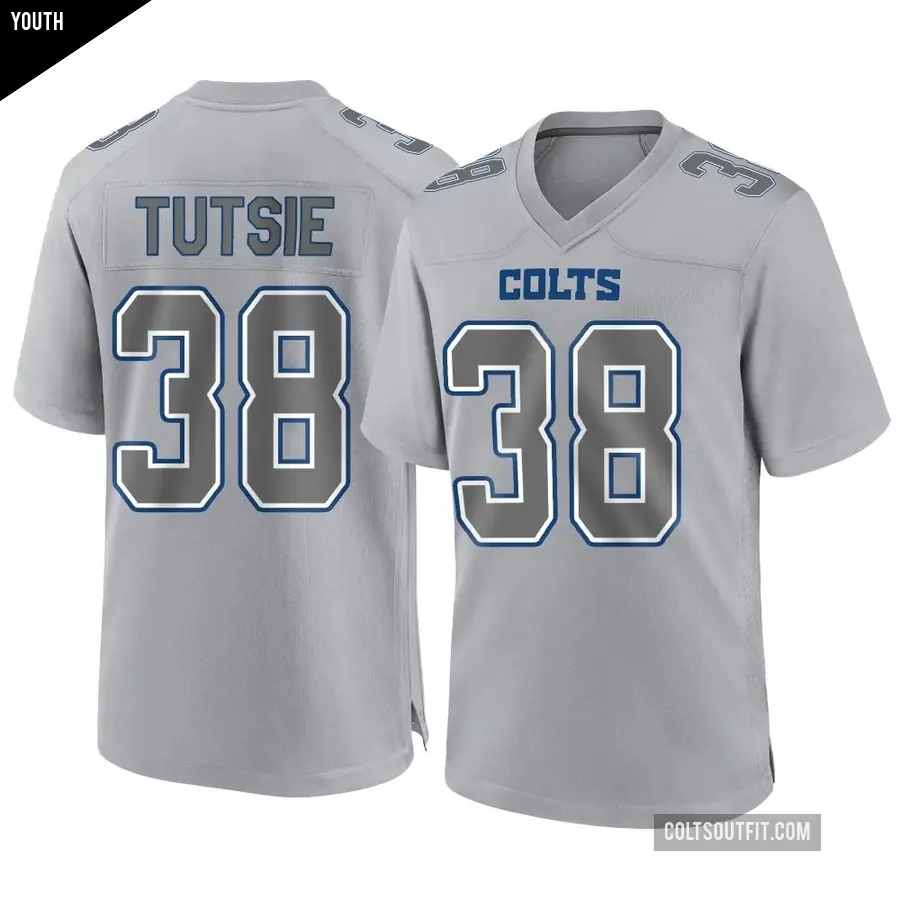 Youth Indianapolis Colts ＃38 Michael Tutsie Gray Game Atmosphere Fashion Jersey
