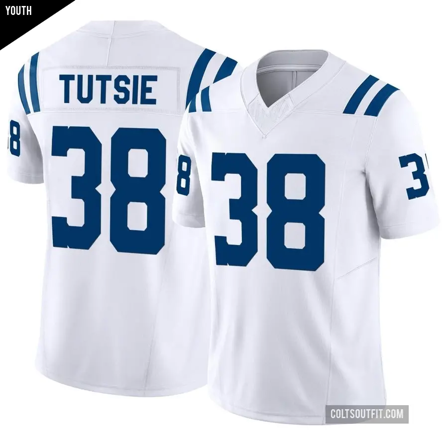 Youth Indianapolis Colts ＃38 Michael Tutsie White Limited Vapor F.U.S.E. Jersey