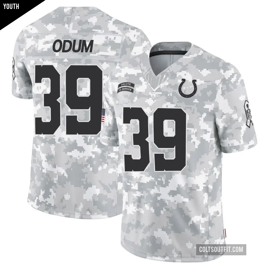Youth Indianapolis Colts ＃39 George Odum Arctic Camo Limited 2024 Salute to Service Jersey