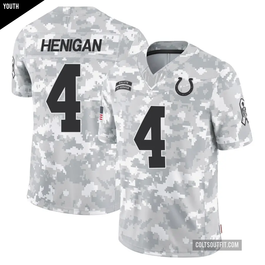 Youth Indianapolis Colts ＃4 Seth Henigan Arctic Camo Limited 2024 Salute to Service Jersey