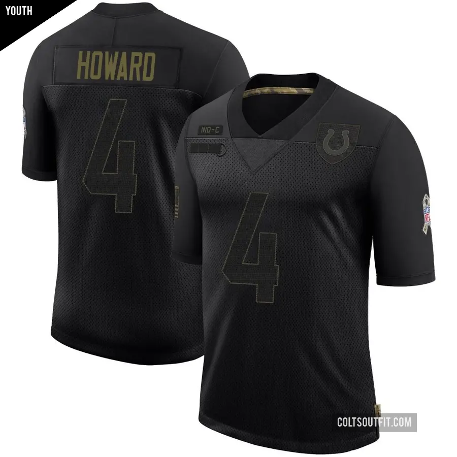 Youth Indianapolis Colts ＃4 Xavien Howard Black Limited 2020 Salute To Service Jersey