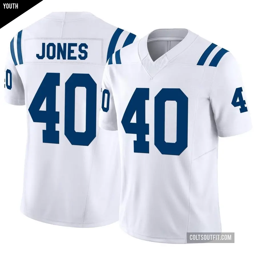 Youth Indianapolis Colts ＃40 Jaylon Jones White Limited Vapor F.U.S.E. Jersey
