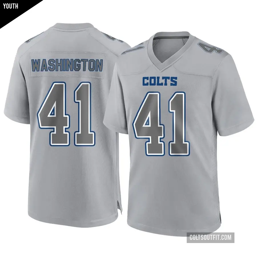 Youth Indianapolis Colts ＃41 Trey Washington Gray Game Atmosphere Fashion Jersey