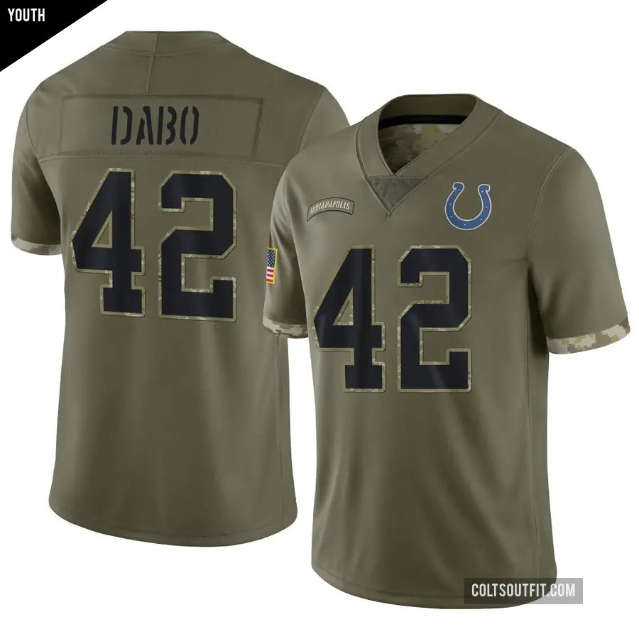 Youth Indianapolis Colts ＃42 Marcel Dabo Olive Limited 2022 Salute To Service Jersey