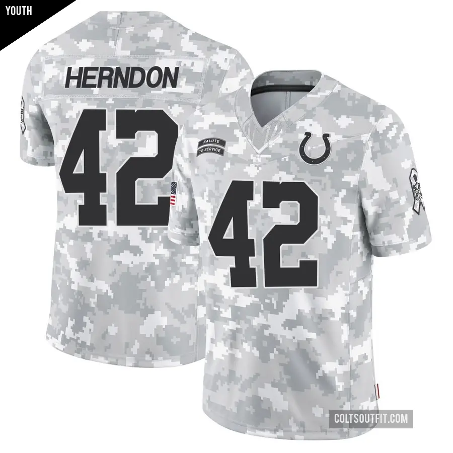 Youth Indianapolis Colts ＃42 Tre Herndon Arctic Camo Limited 2024 Salute to Service Jersey