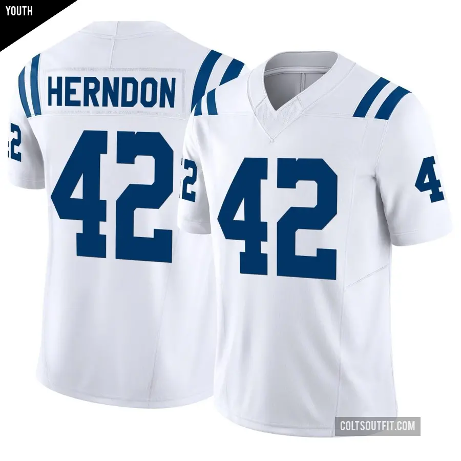 Youth Indianapolis Colts ＃42 Tre Herndon White Limited Vapor F.U.S.E. Jersey