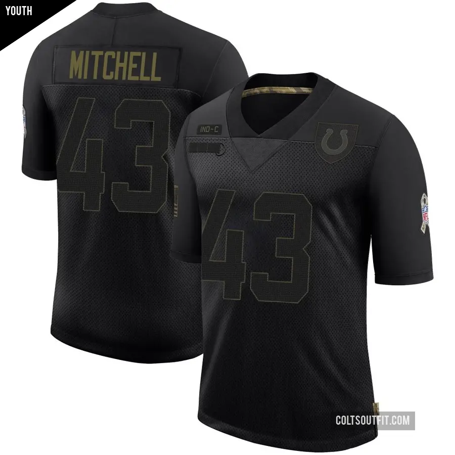 Youth Indianapolis Colts ＃43 Cameron Mitchell Black Limited 2020 Salute To Service Jersey