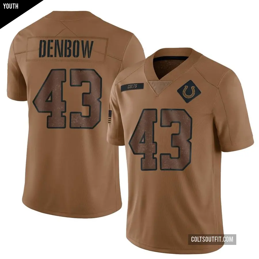 Youth Indianapolis Colts ＃43 Trevor Denbow Brown Limited 2023 Salute To Service Jersey
