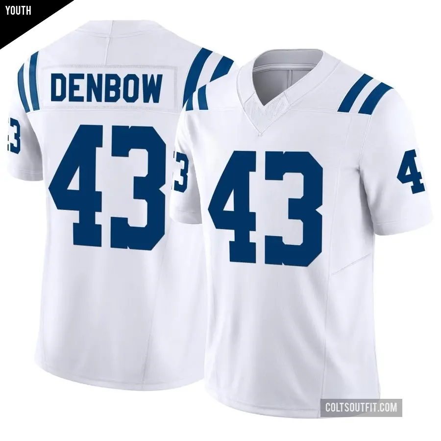 Youth Indianapolis Colts ＃43 Trevor Denbow White Limited Vapor F.U.S.E. Jersey