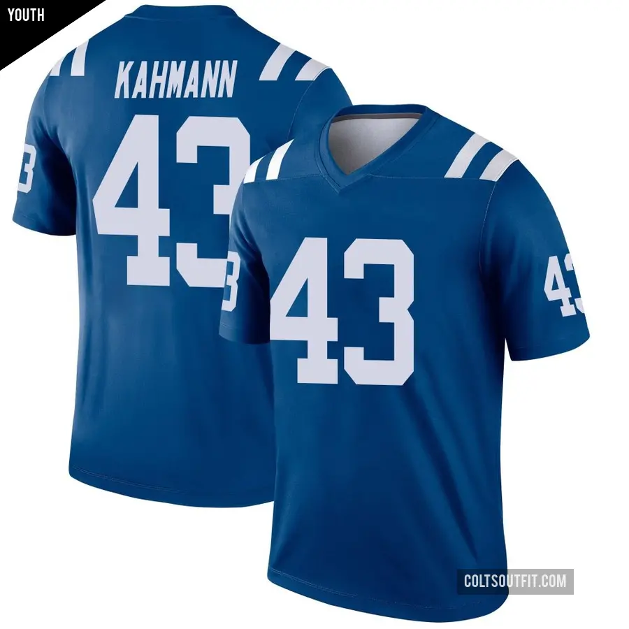 Youth Indianapolis Colts ＃43 Tyler Kahmann Royal Legend Jersey