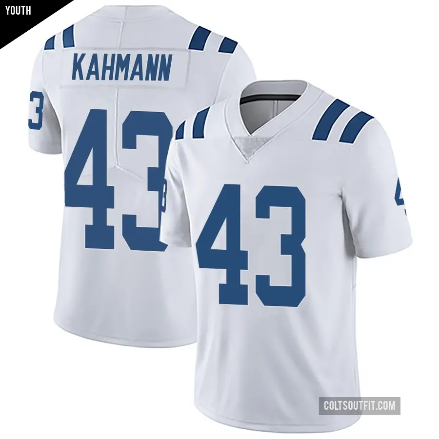 Youth Indianapolis Colts ＃43 Tyler Kahmann White Limited Vapor Untouchable Jersey